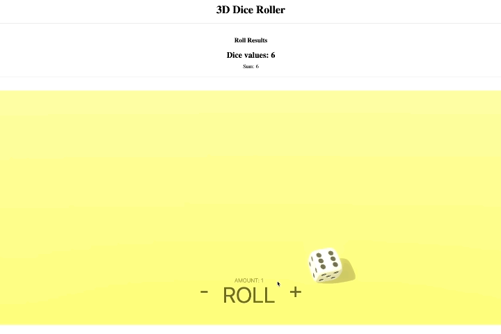 Dash Dice 3D - 🎲 Interactive Throwing Dice Component
